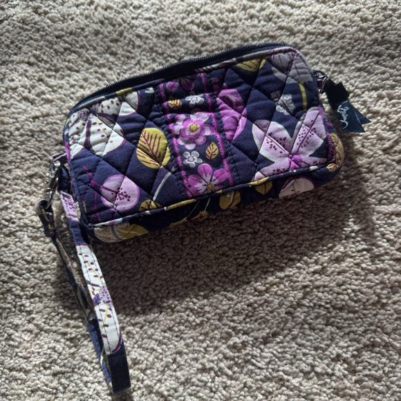 Vera Bradley Purple Floral Nightingale Wristlet Wallet Zipper Closure w/ Strap - Picture 10 of 10